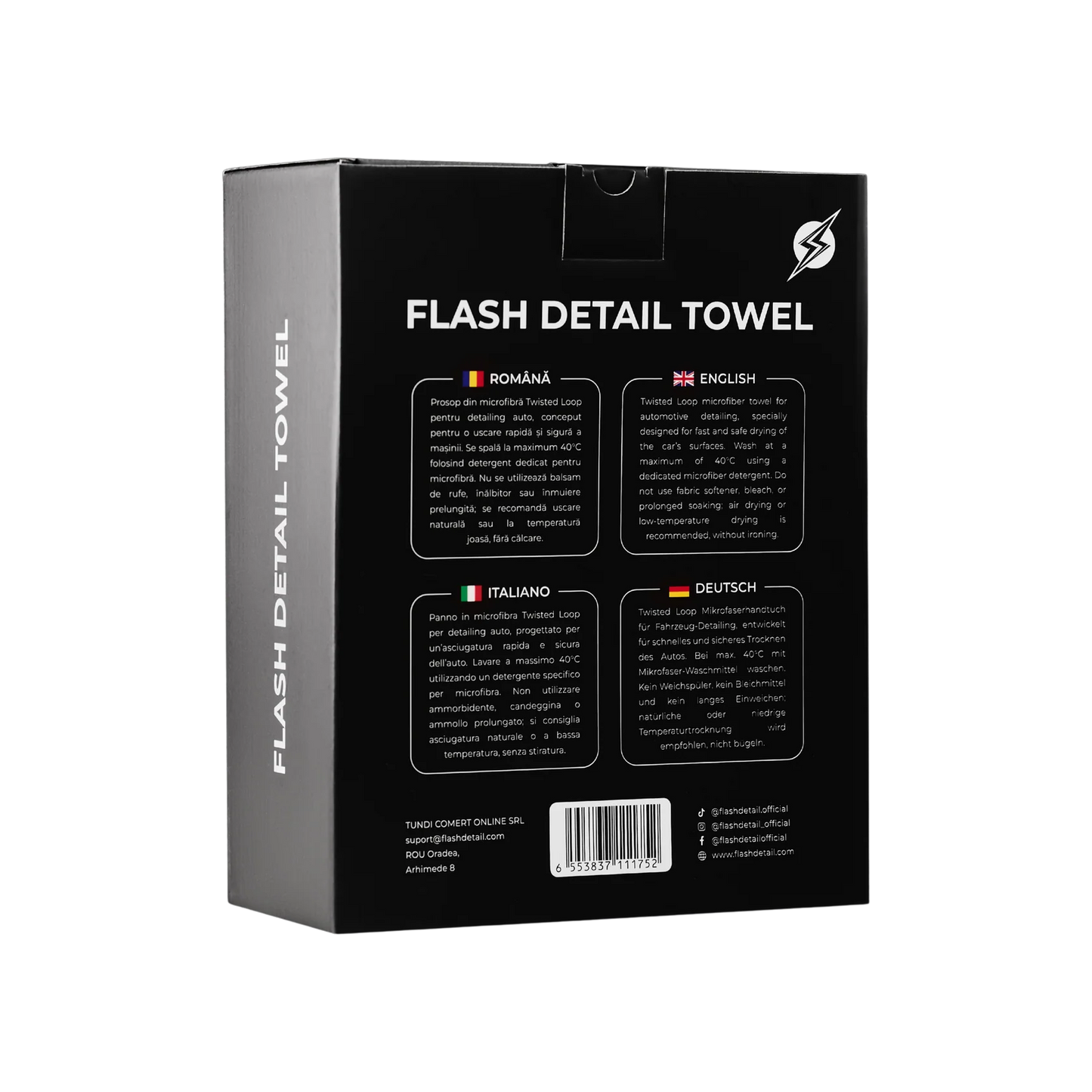 Prosop de uscare auto – Flash Detail V2, 850 GSM, 90 × 70 cm
