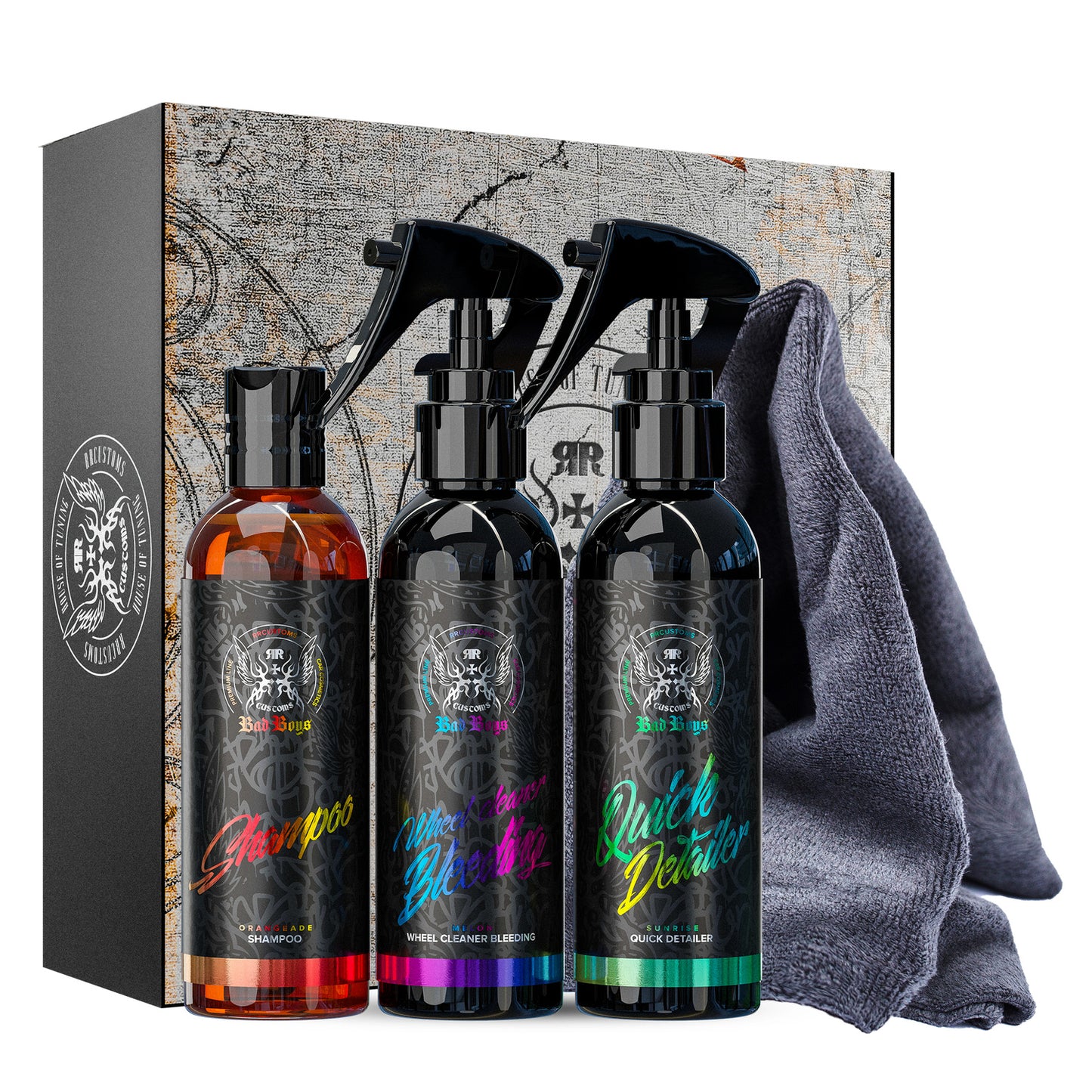 Set pentru spălarea, curățarea jantelor și luciul vopselei – BadBoys Exterior Set 3 x 150 ml