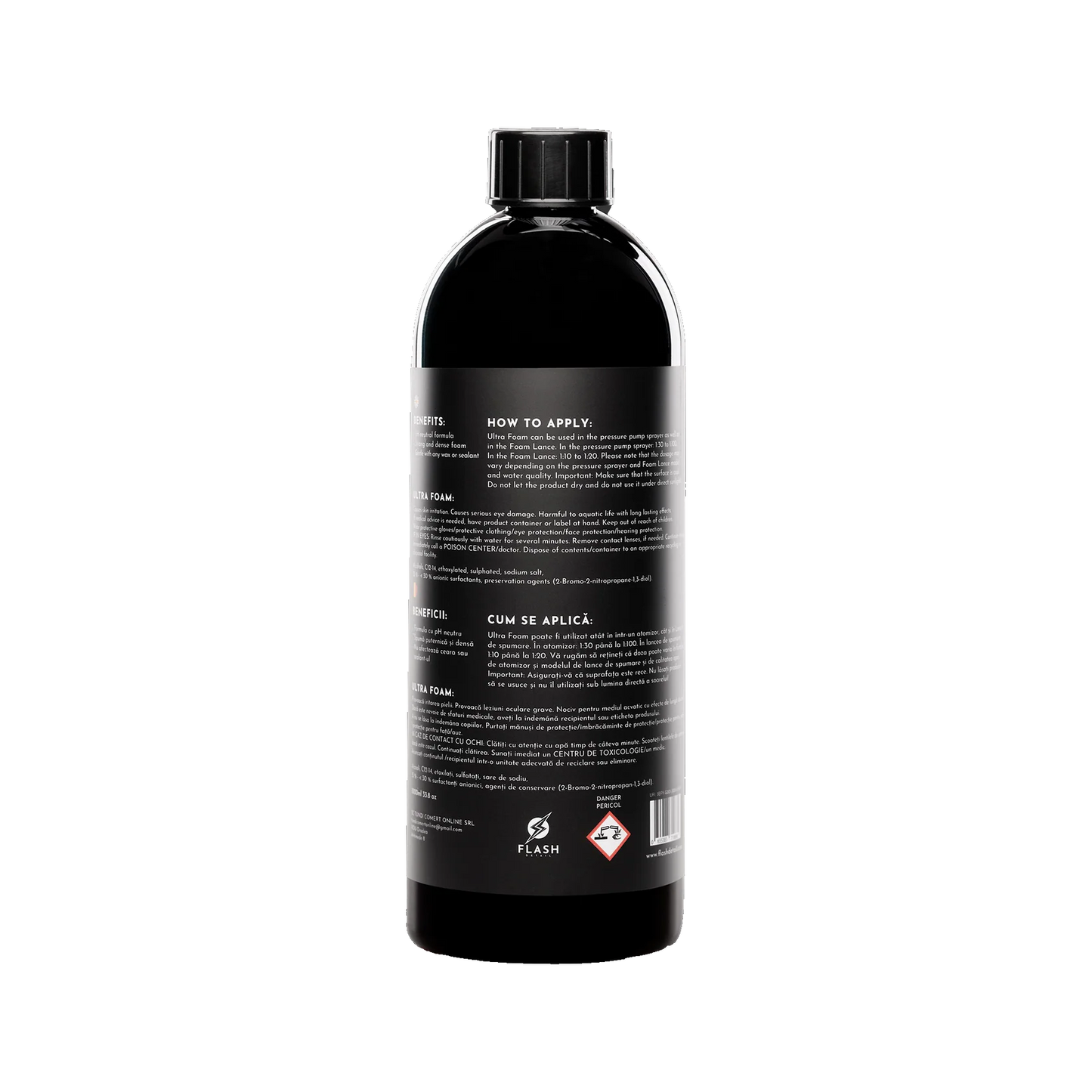 Spuma activa pH neutru 1L - Flash Detail Ultra Foam + pahar dilutie gratuit