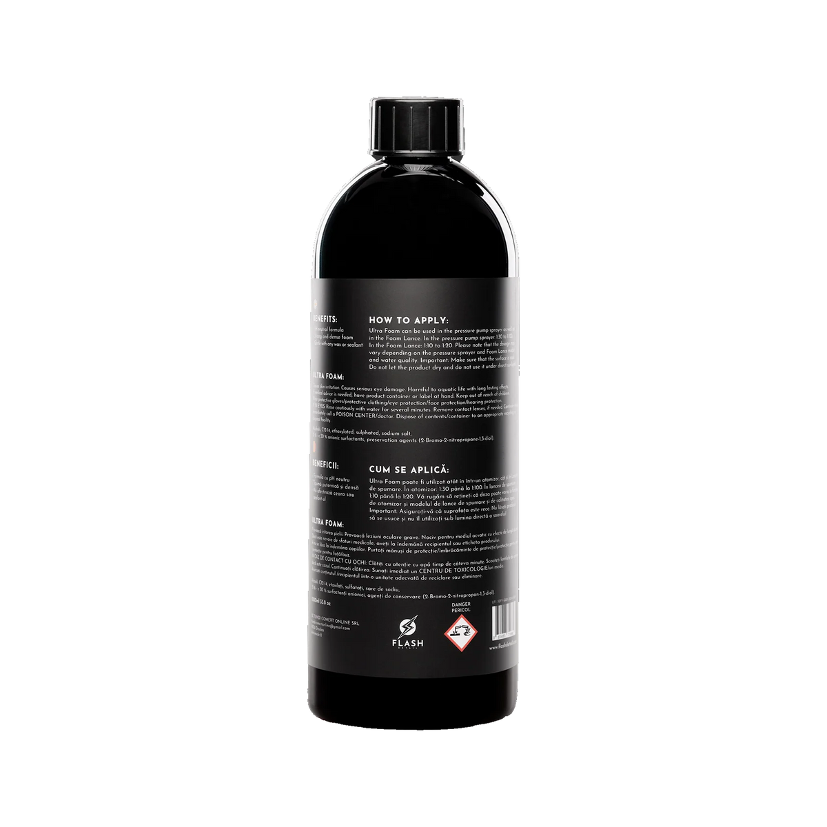 Spuma activa pH neutru 1L - Flash Detail Ultra Foam + pahar dilutie gratuit