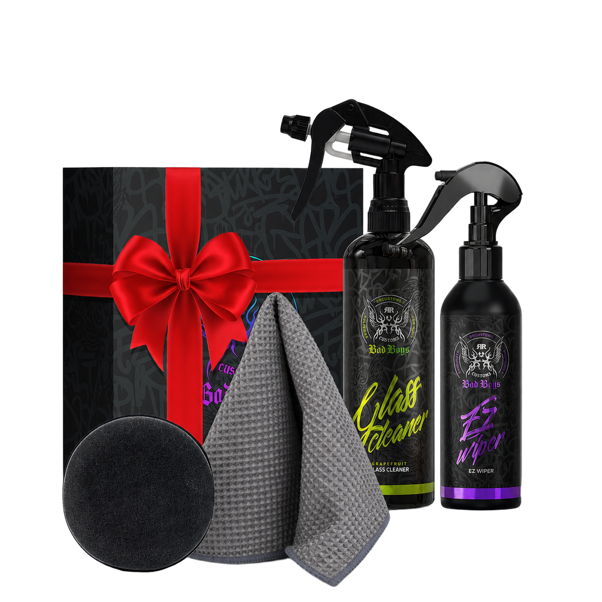 Kit pentru curățarea și protecția hidrofobă a geamurilor auto – BadBoys Glass Care Set 