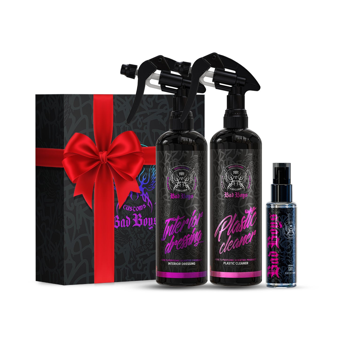 Kit pentru curățarea, protejarea și parfumarea interiorului auto – BadBoys Interior Care Set Girl #3
