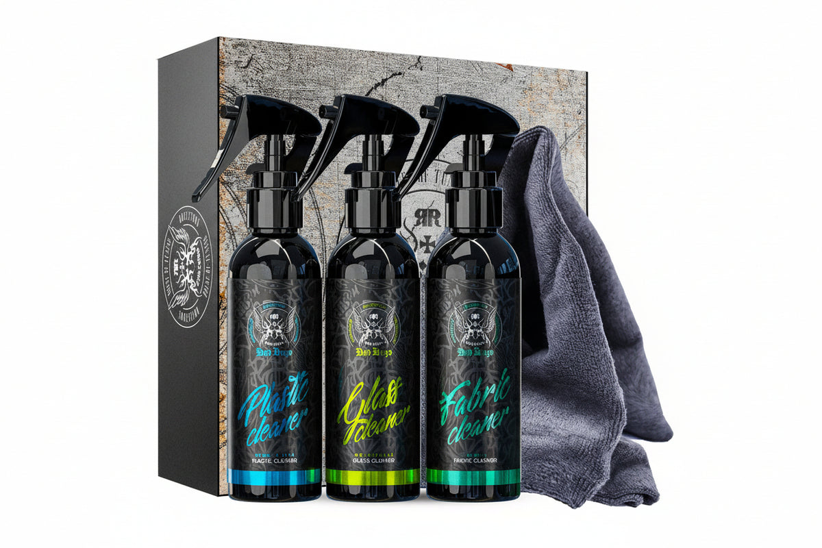 Mini kit pentru curățarea interiorului: plastic, textil și geamuri – Bad Boys, 150 ml