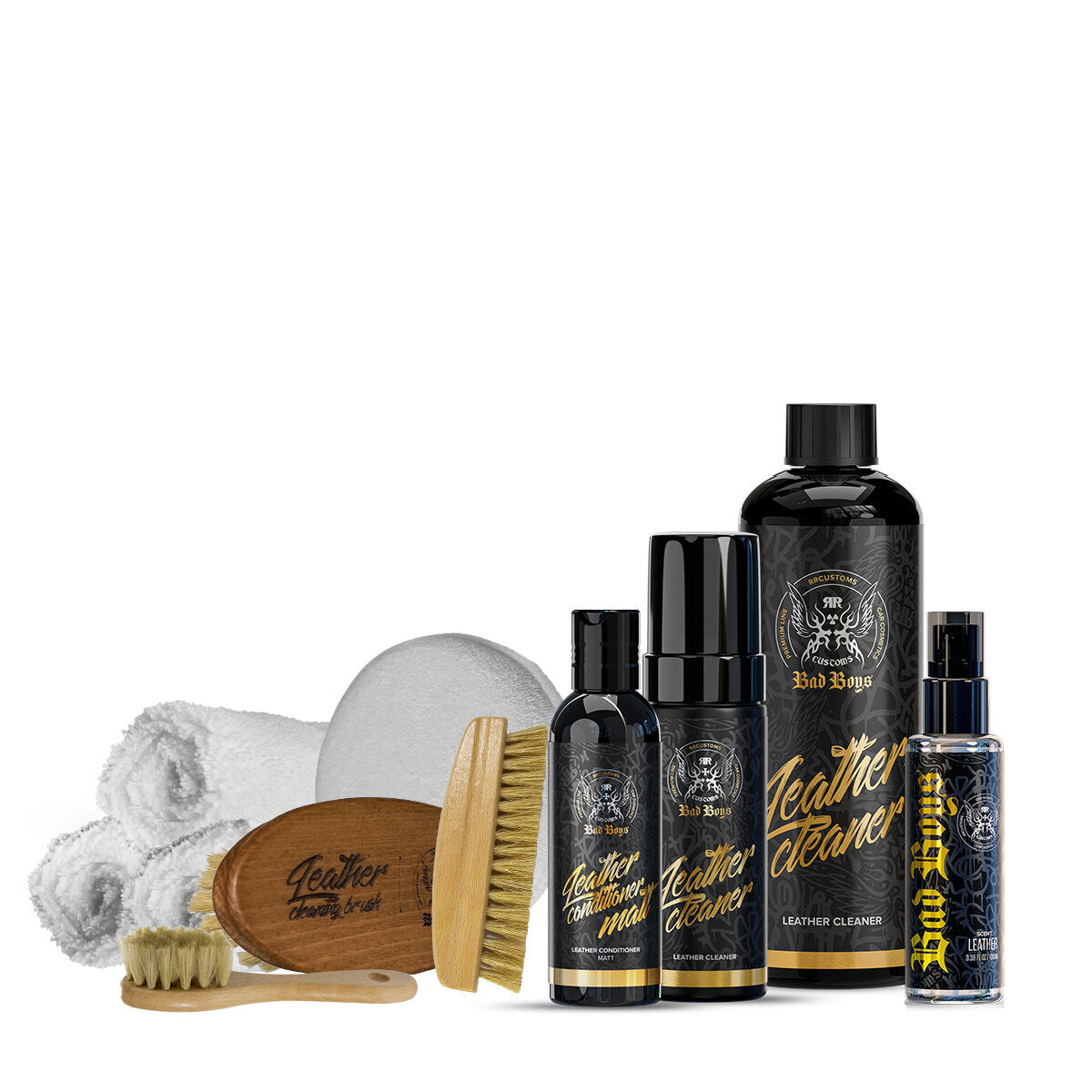 Kit Premium pentru curățarea și protecția completă a pielii – Bad Boys Leather Care Set Premium