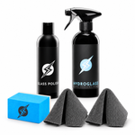 Kit geamuri Flash Detail cu Glass Polish, aplicator, două lavete GTools și Hydroglass