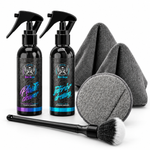 Kit dedicat plastice MINI: Plastic Cleaner și Interior Dressing Bad Boys 150 ml, pensulă Flash Detail, aplicator GTools și două lavete Edgeless